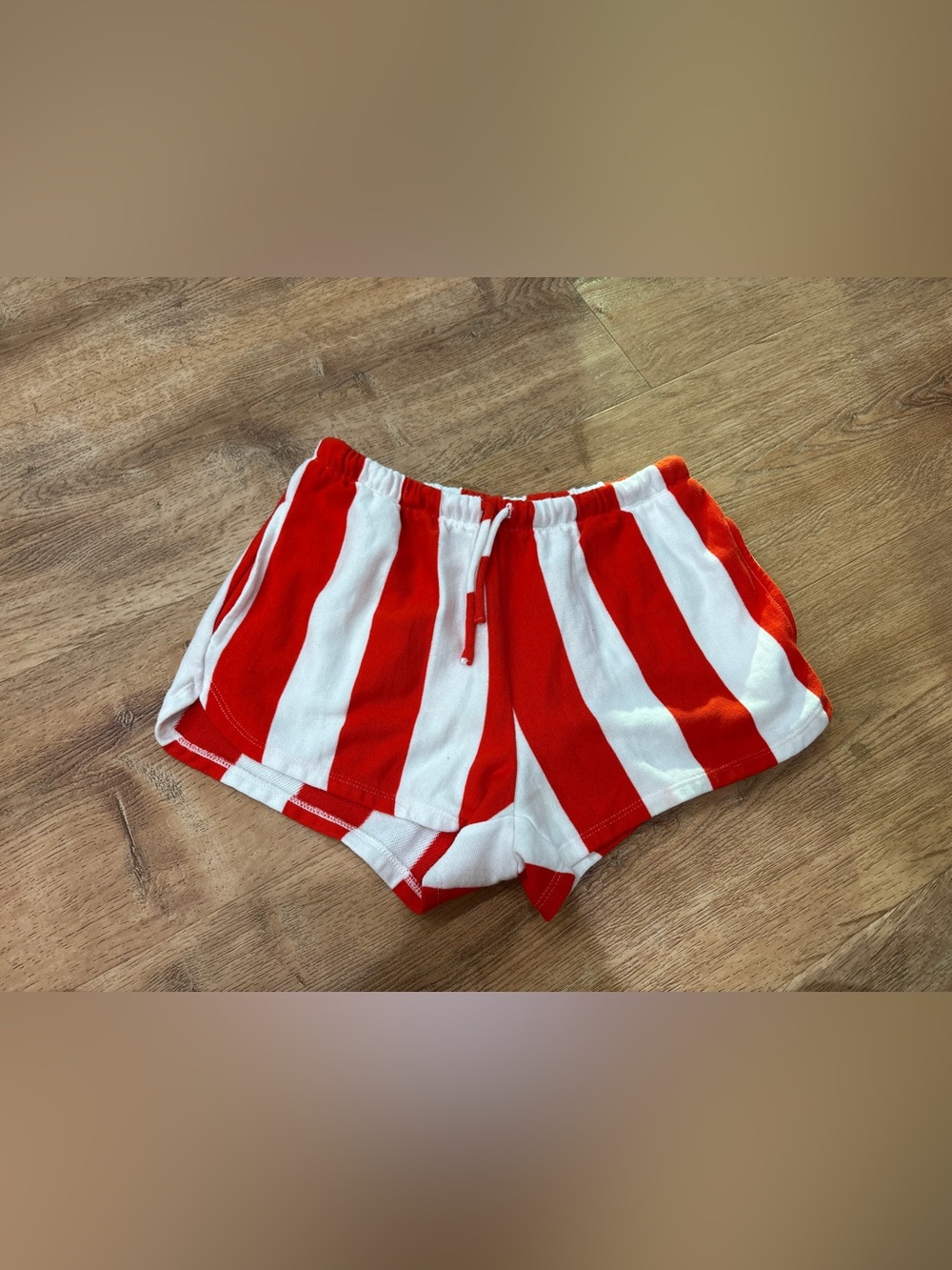 No Boundaries Red & White Striped High Waist Lounge Shorts